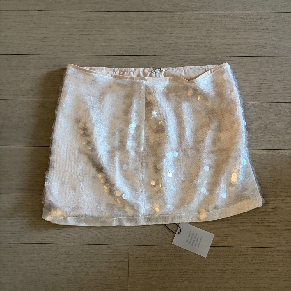 Superdown Sequin Mini Skirt White Cream NWT Size XS